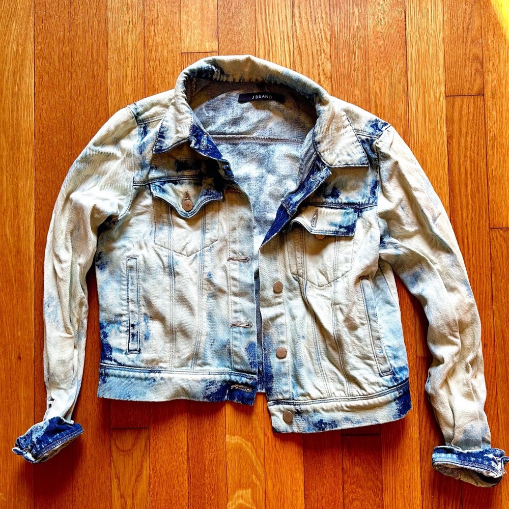 J BRAND Harlow Vintage Bleached "Dirty Denim" Trucker Jacket Size M